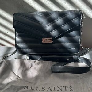All Saints leather cross body quilted satchel bag